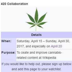 Would you like to contribute cannabis information to Wikipedia?