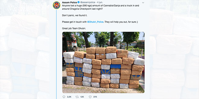 « Vous avez perdu un camion avec 590 kg de cannabis ? »… le tweet surprenant de la police indienne