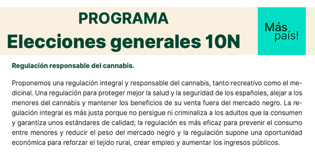 Errejón et Más País : pour la régulation de la marijuana